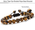 Hamoery Men Women 8mm Tiger Eye Stone Beads Bracelet Elastic Natural Stone Yoga Bracelet Bangle - color: Tiger Eye Stone-21018