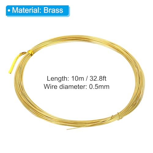 PATIKIL Half Hard Brass Wire, 4Pcs 24Gauge/0.5mm Diameter 10m/32.8ft Pure Craft Wire for Jewelry Making Beading Garden Plants - size: 24Gauge/0.5mm