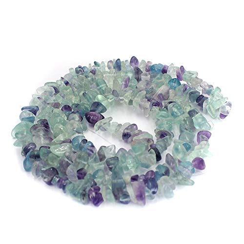 Jewelry Making 6-8mm Gemstone Fluorite Indian Moss Black Onyx Agate Aventurine Jade Opalite Carnelian Chips Beads Strand 34" (Fluorite) - color: Fluorite