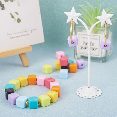 90Pcs 12mm Acrylic Cube Beads Plastic Square Candy Beads Colorful Loose Spacer Cube Bead for DIY Crafts Friendship Bracelet Earring Jewelry Making - color: Mixed Color-Cube