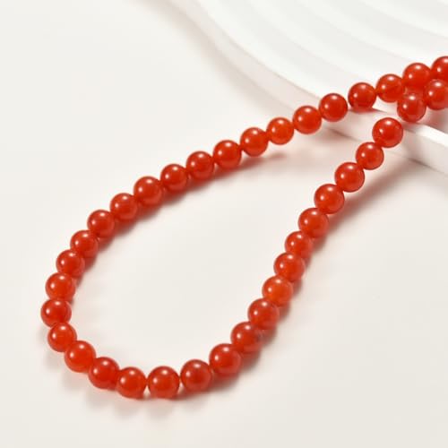6mm Red Jade Chalcedony Stone Beads Natural Crystal Gemstone Round Loose Beads for DIY Jewelry Making 15"/Strand - color: Red Chalcedony Jade, size: 6mm