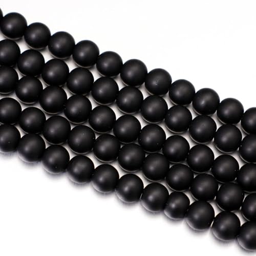 6mm Matte Black Onyx Stone Beads Natural Crystal Gemstone Round Loose Beads for DIY Jewelry Making 15"/Strand - color: Matte Black Onyx, size: 6mm