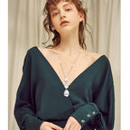 Long Necklace Sterling Silver Larait Bar Y Lariat Long Chain Drop Adjustable Necklace Gift for Her, 30" - style: Long Sweater Necklace