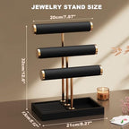 Abiglifty 3 Tier Necklace Holder Display, Jewelry Organizer, Jewelry Stand, Bracelet Display, Necklace Organizer, Bracelet holder, Jewelry Display for Necklace, Watches, Rings, Black - color: Black