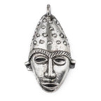 TheBeadChest Elongated African Silver Mask Pendant (50x90mm): Genuine West African Mask Design for DIY Jewelry & Necklaces - color: Silver, size: Large Elongated (50x90mm)