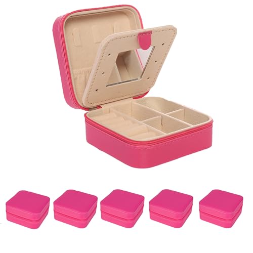 KElofoN Jewelry Case and Box - Small Travel Jewelry Organizer for Girls & Women with Mirror (Rosy-5) - color: Rosy-5