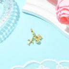 Charms for Jewelry Making Real 18K Gold Plated Dangle Charms Large Hole European Brass Pendant for Bracelet Necklace Women Gift - style: plane