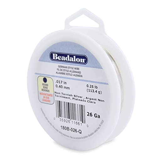 Beadalon German Style Wrapping Wire, Round, Silver Plated, 26 Gauge, 315 ft - color: Silver Plated, size: 26 gauge / 315 ft