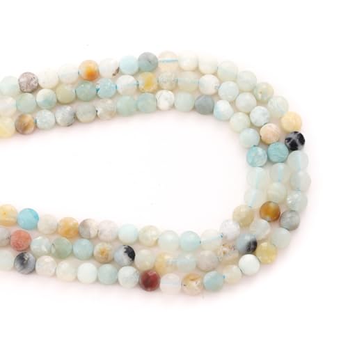 6mm Faceted Natural Amazonite Stone Beads Coin Disc Gemstone Spacer Beads for Jewelry Making DIY Bracelet Necklace - color: Amazonite