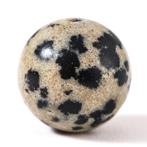 100Pcs Natural Stone 6mm Dalmatian Round Loose Gemstone Energy Healing Beads Hole Size 1mm DIY Smooth Beads for Bracelet Necklace Earrings Jewelry Making - color: Dalmatian, size: 6mm
