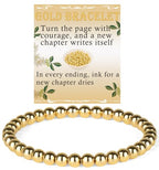 QOGIR 14k gold Handmade Healing Bracelet, Natural Gem Stone Crystal Elastic Gold Bracelet - color: 14k Gold Plated Beads, size: 6m