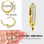 stino 16Pcs Cubic Zirconia Huggie Earring Hooks for Jewelry Making, Brass Earring Hoops Clasps, Leverback Findings & Supplies (14K Gold Plated) - color: 14K Gold Plated