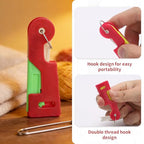Automatic Needle Threader Tool, 4 Pack Plastic Threaders for Hand Sewing & DIY, Easy Threading Device for Small Needle Eyes, Compact 2.66×0.9×0.25 in, Mixed Red/Green/Yellow, Sewing Accessories