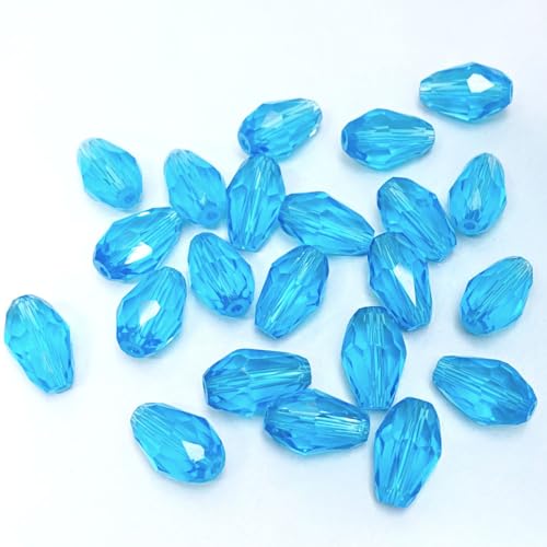 40 PCS 10x15mm Teardrop Crystal Glass Beads Faceted Shape Vertical Hole Loose Glass Beads DIY Handcrafte Bracelet Necklace Earring Jewelry Making(Aquamarine) - color: Aquamarine, size: 10x15mm