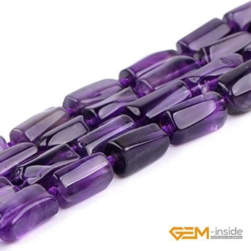 GEM-Inside 25Pcs 8x12mm Natural Amethyst Quartz Gemstone Faceted Freeform Tube Column Chakra Beads for Jewelry Making Full 15" Strand Power Energy Healing - color: Amethyst Quartz