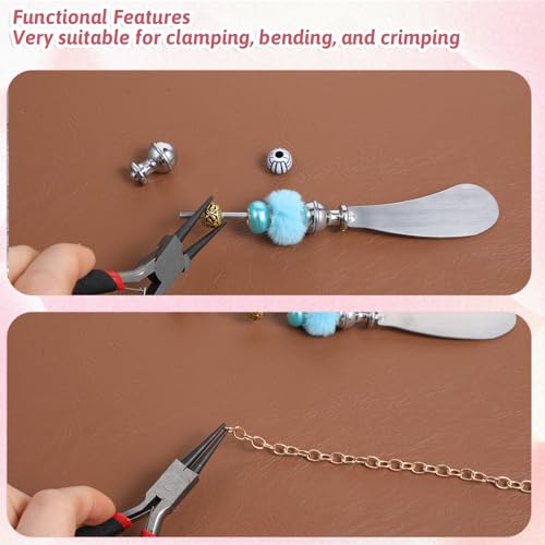 Round Nose Pliers for Jewelry Making 5 Inch Precision Jewelry Pliers Stainless Steel Chain Nose Plier Jewelry-Making-Tools for DIY Crafts Hobby Projects (Black) - color: Black