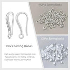 230PCS Earring Findings for Jewelry Making, Silver Earring Hooks ypoallergenic Fish Hooks for DIY Bulk Pack - color: Silver-Thin Earring Hooks