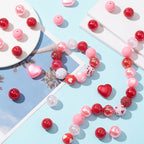 DanLingJewelry 50pcs 20mm Valentine's Day Theme Pink & Red Bubblegum Acrylic Heart Beads for DIY Jewelry Making Accessories - color: 50pcs - Valentine