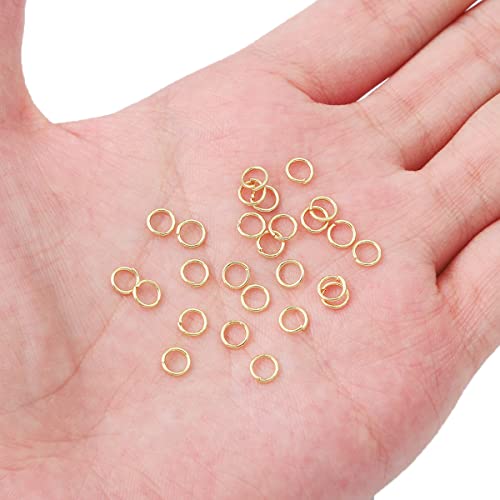 BEADIA 14K Gold Plated Jump Rings Non Tarnish 5mm 400pcs for Jewelry Making Findings - color: 14K Gold, size: 0.7x5mm