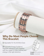 Feraco Copper Bracelet for Men 3X Strength,Magnetic Therapy Bracelet Copper Jewelry with Powerful 3800 Gauss Magnets - style: Textured Energy Bracelet
