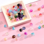 100PCS Glass Bellflower Beads, Colorful Trumpet Flower Beads for Jewelry Making, Cute Floral Beaded Charms for DIY Necklace, Earrings, Bracelets, Crafts (11mm)