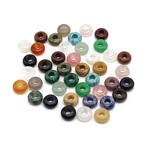 QSLLER Natural Semi-Precious Stone Large Hole Loose Beads Abacus Shape Fashionable Opal Amethyst Unakite Rose Quartz Charm Beads for Making Necklace Bracelet - color: 6X12mm
