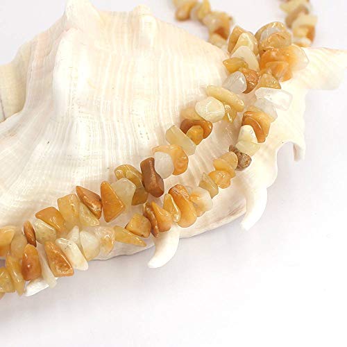 Jewelry Making 6-8mm Gemstone Fluorite Indian Moss Black Onyx Agate Aventurine Jade Opalite Carnelian Chips Beads Strand 34" (Yellow Aventurine Jade) - color: Yellow Aventurine Jade
