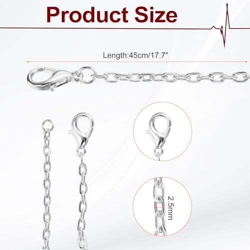 HARFINGTON 20 Pack 18 Inch Necklace Chains Bulk 2.5mm Silver Plated Cable Chains with Lobster Clasps for Jewelry Making - color: Silver, size: 18 Inch x 2.5mm
