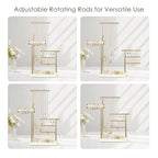 SZQINJI 5 Tier Jewelry Holder Organizer, Gold Jewelry Stand with Velvet Bracelet Holder, Adjustable Height Jewelry Display for Necklaces, Bracelets, Earrings, Rings, Gift Idea for Women, Beige - color: Beige