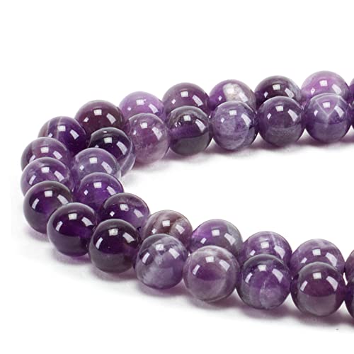 Cherry Tree Collection | 100PCS Gemstone Round Beads for Jewelry Making | Includes Storage Box, Elastic String, and Needles - color: dogtooth amethyst, size: 6mm