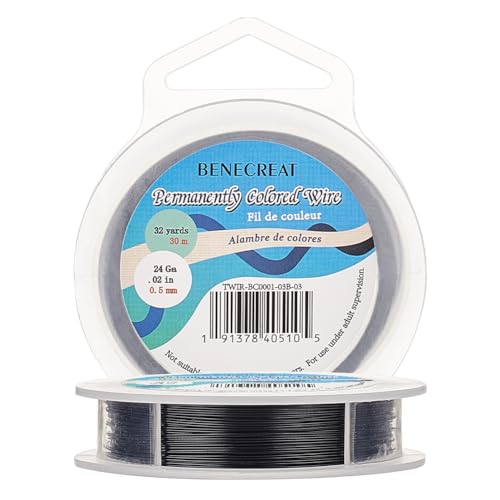 BENECREAT 98-Feet 0.02inch (0.5mm) 7-Strand Black Bead String Wire Nylon Coated Stainless Steel Wire for Necklace Bracelet Beading Craft Work - color: Black, size: 0.5mm - 7 Strands