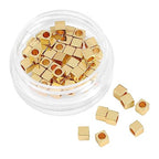 BEADIA 14K Gold Plated Cube Spacer Beads Right Angle 3x3mm 50pcs for Jewelry Making Findings Non Tarnish - color: 14K Gold, size: 3x3mm Right Angle Cube