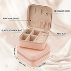 Taiyin Travel Jewelry Case, Bridesmaid Gifts Mini Jewelry Organizer, PU Leather Portable Earring Box for Women Girls - color: Pink