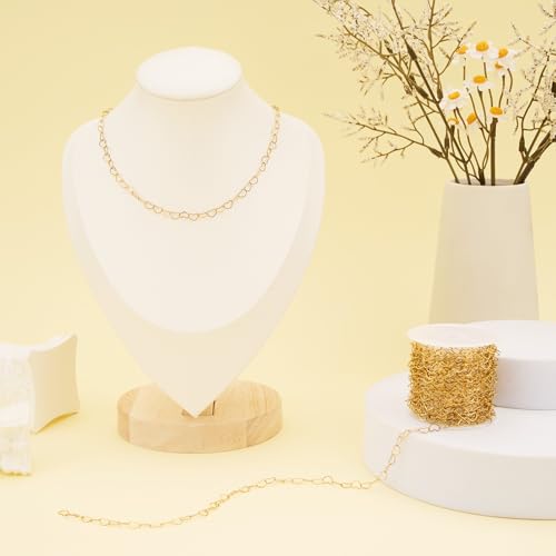 Jabogrii 5 Meters Gold Stainless Steel Jewelry Making Chain Spool Craft Heart Chain Bulk for Jewelry Making - color: Hollow Heart Gold
