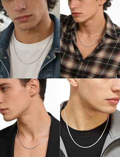 Solid 925 Sterling Silver Necklace For Men, wide 2-3-4mm Rope Link Chain Necklace For Women Mens With Lobster Clasp, Gifts For Him 18 20 22 24 Inch - size: 20 Inch, style: 2MM (Stainless Steel)