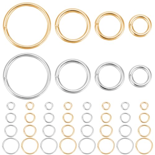 Beebeecraft 600Pcs 4/5/6/8mm Open Jump Rings 18K Gold & 925 Sterling Silver Plated 304 Stainless Steel Jump Ring Connector Links for Jewelry Making DIY Crafts Accessories - color: Gold and Silver