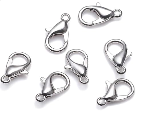 20pcs Adabele 304 Grade Surgical Stainless Steel 15mm (0.6 inch) Trigger Lobster Claw Clasps Strong Sturdy Hypoallergenic Connector for Craft Jewelry Making SJF12-2 - size: 15mm clasp