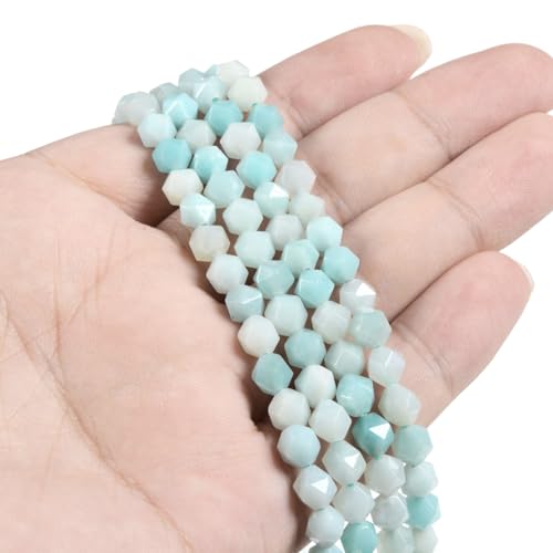 Amazonite 6mm Gemstone Triangle Faceted Round Loose Beads Strand 15.5" DIY Jewelry Making - color: Amazonite