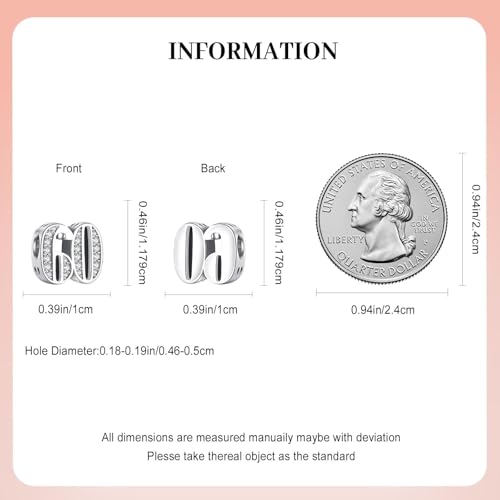 Mothers Day Birthday Number Love Family Friendship Graduation Auntie Grandma Dad Mom Charms for Pandora Bracelets Necklaces, Gifts Women, for Anniversary Valentines Christmas - style: Number 60 Charm Silver