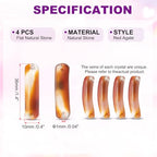 PATIKIL 4 Pcs Natural Stone, 36 x 10 mm Natural Curved Clear Quartz Stone Crystal Handmade Jade Flat Beads for DIY Crafting, Red Agate - color: Red Agate