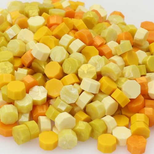 250Pcs Yellow Mix Sealing Wax Beads for WaxSeal Stamp, WaxSeal Beads Set with 5 Colors Perfect for Gift Sealing, Letter Wax Sealing (250, Yellow Mix) - color: Yellow Mix