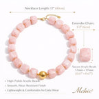 Mchic Colorful Beaded Choker Necklace for Women: Boho Large Square Acrylic Beaded Necklace Stainless Steel Adjustable Surfer Beach Strand Necklaces Summer Handmade Jewelry Gift for Women - color: Pink