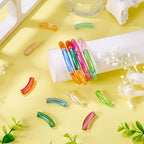 50 pcs Acrylic Tube Beads for Jewelry Making Rainbow Bangle Acrylic Beads Two Tone Curved Chunky Tube Bead for Bracelets Earring Crafts - color: Mixed Color-5