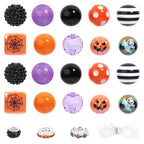 35 Pcs Chunky Bubblegum Beads 20mm Focal Pen Rhinestone Pearl with Rhinestone Large Hole European Spacer Beads for DIY Beadable Pens School Jewelry Making Keychain Craft Making(Hollowenn) - color: Happy Holloween