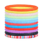 Ornaland 12 Pcs Hei Shi Surfer Bracelets Friendship Bracelets Clay Bead Bracelets Polymer Stretch Bracelet Stackable Bracelet Set Women Summer inner diameter of the bracelet is about 6.5~7cm