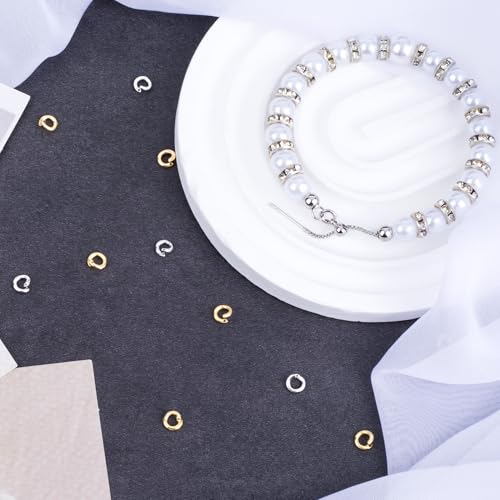 20pcs Split Open End Jump Ring, 14K Gold & Silver Plated Locking Circle Clasp Ring, ID 3mm Connector Accessories for Earrings Bracelets Necklaces DIY Crafts Jewelry Making - color: 14K Gold & Silver