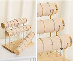 Detachable Bracelet Holder, Three Tier Racks Jewelry Display Stand, Stylish Velvet Wrist Watch Organizer, Beige - color: Beige