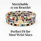 Set of 4 Colorful Bead Initial Bracelets, Personalized Stackable Jewelry, Adjustable Stretchy Charm Bracelets for Women, Beaded Bracelet Set, Trendy Custom Jewelry Gift - style: Colorful Bead - Q