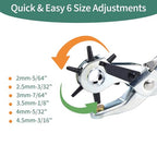 Revolving Punch Plier Kit,Leather Hole Punch Tool Set for Belts,Strap,Shoes,Fabric,Watch Bands,Straps, Dog Collars, Saddles,Belt or Craft Projects,Heavy Duty Rotary Puncher (Standard Hole Puncher) - color: Standard Hole Puncher