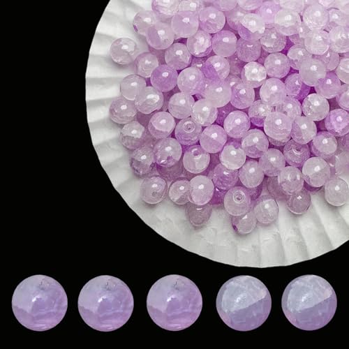 8mm Crackle Glass Beads for Jewelry Making, 700Pcs Round Crystal Beads for Bracelets, DIY Crafts (Purple Crackle) - color: Purple Crackle